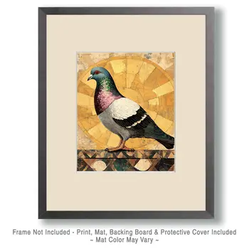 Deco Pigeon - Wildlife Art Prints – 8″x10″ Artwork for 11″x14″ Frame