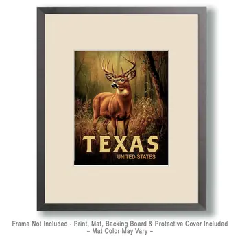 Woodland Buck - Texas Deer Art Prints – 8″x10″ Artwork for 11″x14″ Frame