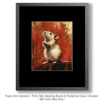 Curious Rat Art - Wildlife Art Prints – 8″x10″ Artwork for 11″x14″ Frame