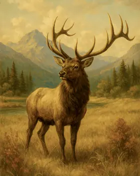Vintage American Elk - Wildlife Art Prints – 8″x10″ Artwork for 11″x14″ Frame