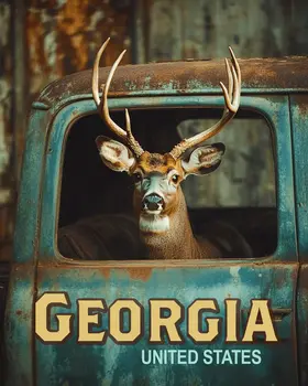 Buck in Pickup - Georgia Deer Art Prints – 8″x10″ Artwork for 11″x14″ Frame
