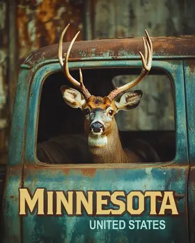 Buck in Pickup - Minnesota Deer Art Prints – 8″x10″ Artwork for 11″x14″ Frame