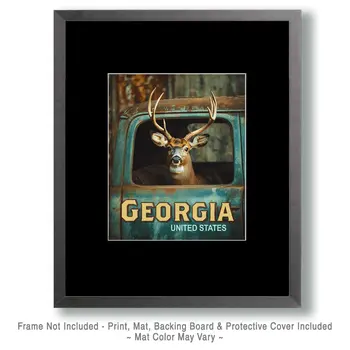 Buck in Pickup - Georgia Deer Art Prints – 8″x10″ Artwork for 11″x14″ Frame