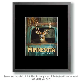 Buck in Pickup - Minnesota Deer Art Prints – 8″x10″ Artwork for 11″x14″ Frame