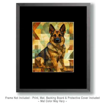 Stylized German Shepherd #1 - Pet Modern Art Prints – 8″x10″ Artwork for 11″x14″ Frame