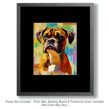 Stylized Boxer #1 - Pet Dog Modern Art Prints – 8″x10″ Artwork for 11″x14″ Frame