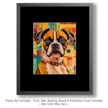 Stylized Boxer #2 - Pet Dog Modern Art Prints – 8″x10″ Artwork for 11″x14″ Frame