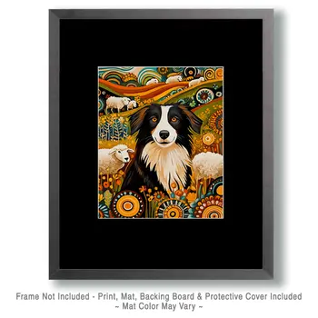 Stylized Border Collie #2 - Pet Modern Art Prints – 8″x10″ Artwork for 11″x14″ Frame