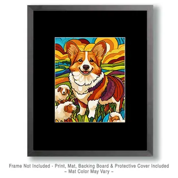 Stylized Welsh Corgi #1 - Pet Modern Art Prints – 8″x10″ Artwork for 11″x14″ Frame