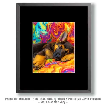 German Shepherd Puppy Sleeping - Pet Modern Art Prints – 8″x10″ Artwork for 11″x14″ Frame