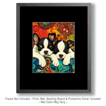 Two Boxer Puppies Sleeping - Pet Modern Art Prints – 8″x10″ Artwork for 11″x14″ Frame
