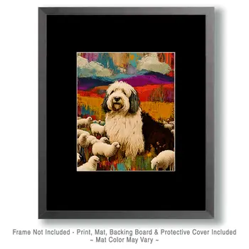 Stylized Old English Sheepdog #2 - Pet Modern Art Prints – 8″x10″ Artwork for 11″x14″ Frame