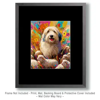 Stylized Old English Sheepdog #1 - Pet Modern Art Prints – 8″x10″ Artwork for 11″x14″ Frame