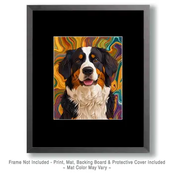Stylized Bernese Mountain Dog #3 - Pet Modern Art Prints – 8″x10″ Artwork for 11″x14″ Frame