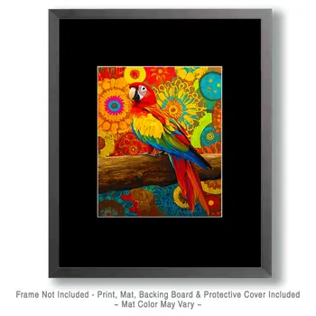 Stylized Parrot #3 - Pet Modern Art Prints – 8″x10″ Artwork for 11″x14″ Frame