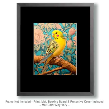 Stylized Budgie Parakeet #2 - Pet Modern Art Prints – 8″x10″ Artwork for 11″x14″ Frame