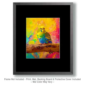 Stylized Budgie Parakeet #2 - Pet Modern Art Prints – 8″x10″ Artwork for 11″x14″ Frame