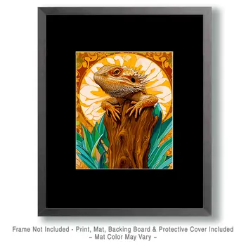 Stylized Bearded Dragon #1 - Pet Modern Art Prints – 8″x10″ Artwork for 11″x14″ Frame