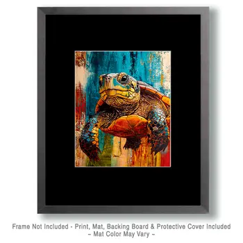 Stylized Turtle #4 - Pet Modern Art Prints – 8″x10″ Artwork for 11″x14″ Frame