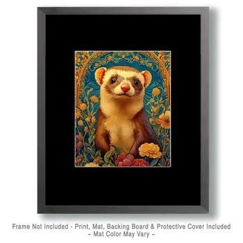 Stylized Ferret #1 - Pet Modern Art Prints – 8″x10″ Artwork for 11″x14″ Frame