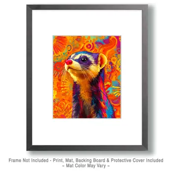 Stylized Ferret #3 - Pet Modern Art Prints – 8″x10″ Artwork for 11″x14″ Frame
