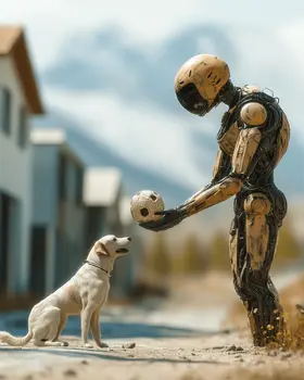Rover, Play? - AI Robot Art Prints - 8"x10" Artwork