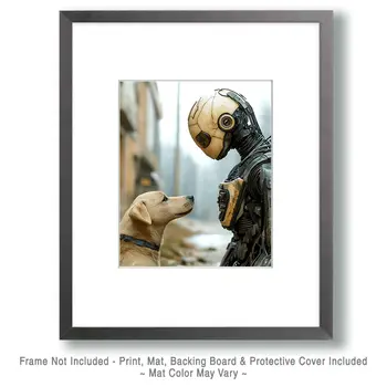 Canine Friend, or Foe? - AI Robot Art Prints - 8"x10" Artwork