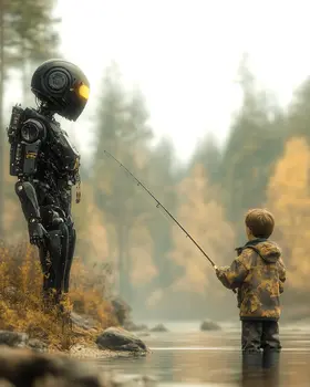 Jeremy, Why Do Boys Like to Fish? - AI Robot Art Prints - 8"x10" Artwork