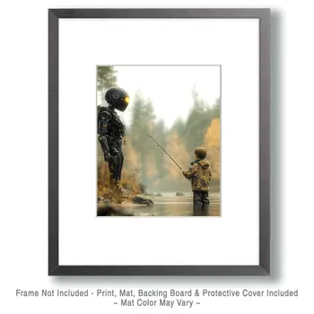 Jeremy, Why Do Boys Like to Fish? - AI Robot Art Prints - 8"x10" Artwork