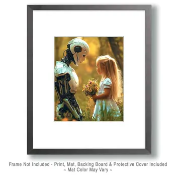 A Kind Gesture - AI Robot Art Prints - 8"x10" Artwork