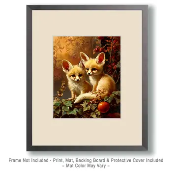 Fennec Fox Kits - Animal Still Life Art Prints – 8″x10″ Artwork for 11″x14″ Frame