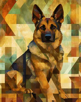 Stylized German Shepherd #1 - Pet Modern Art Prints – 8″x10″ Artwork for 11″x14″ Frame