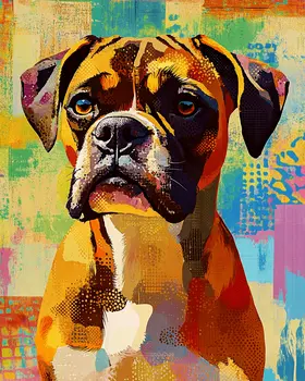 Stylized Boxer #1 - Pet Dog Modern Art Prints – 8″x10″ Artwork for 11″x14″ Frame
