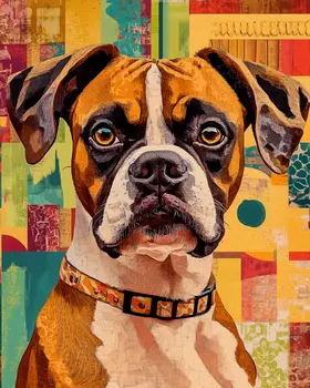 Stylized Boxer #2 - Pet Dog Modern Art Prints – 8″x10″ Artwork for 11″x14″ Frame