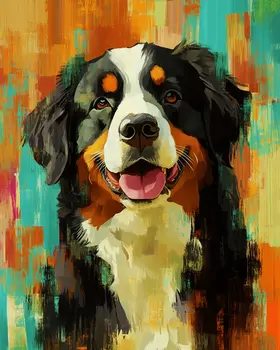 Stylized Bernese Mountain Dog #2 - Pet Modern Art Prints – 8″x10″ Artwork for 11″x14″ Frame