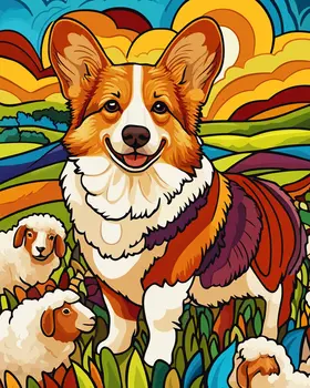 Stylized Welsh Corgi #1 - Pet Modern Art Prints – 8″x10″ Artwork for 11″x14″ Frame
