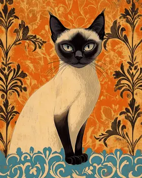 Stylized Siamese Cat #1 - Pet Modern Art Prints – 8″x10″ Artwork for 11″x14″ Frame