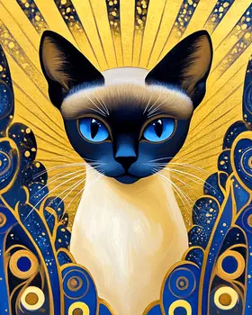 Stylized Siamese Cat #2 - Pet Modern Art Prints – 8″x10″ Artwork for 11″x14″ Frame