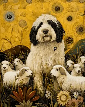 Vintage Old English Sheepdog #2 - Pet Art Prints – 8″x10″ Artwork for 11″x14″ Frame