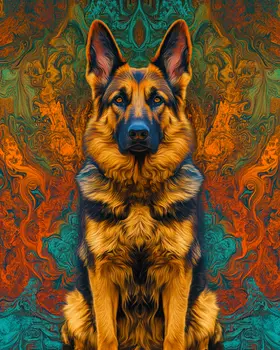 Stylized German Shepherd #3 - Pet Modern Art Prints – 8″x10″ Artwork for 11″x14″ Frame