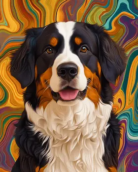 Stylized Bernese Mountain Dog #3 - Pet Modern Art Prints – 8″x10″ Artwork for 11″x14″ Frame