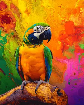 Stylized Parrot #2 - Pet Modern Art Prints – 8″x10″ Artwork for 11″x14″ Frame