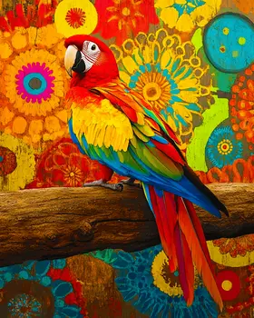 Stylized Parrot #3 - Pet Modern Art Prints – 8″x10″ Artwork for 11″x14″ Frame