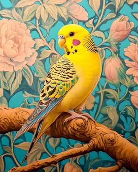 Stylized Budgie Parakeet #2 - Pet Modern Art Prints – 8″x10″ Artwork for 11″x14″ Frame
