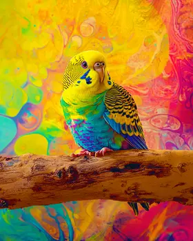 Stylized Budgie Parakeet #2 - Pet Modern Art Prints – 8″x10″ Artwork for 11″x14″ Frame