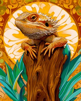 Stylized Bearded Dragon #1 - Pet Modern Art Prints – 8″x10″ Artwork for 11″x14″ Frame