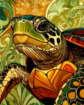 Stylized Turtle #1 - Pet Modern Art Prints – 8″x10″ Artwork for 11″x14″ Frame