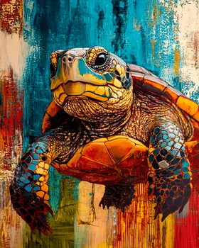 Stylized Turtle #4 - Pet Modern Art Prints – 8″x10″ Artwork for 11″x14″ Frame