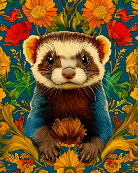 Stylized Ferret #2 - Pet Modern Art Prints – 8″x10″ Artwork for 11″x14″ Frame