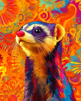 Stylized Ferret #3 - Pet Modern Art Prints – 8″x10″ Artwork for 11″x14″ Frame